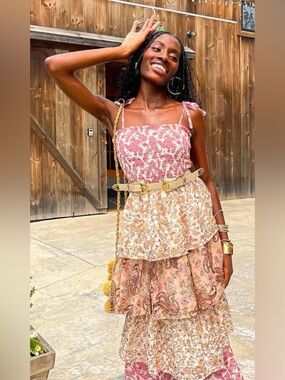 Audrey Parks X Francesca fairy boho cottage romantic ballet Paisley Midi Dress